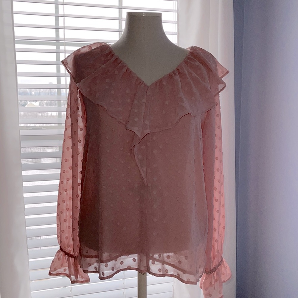 New Pink V-Neck Blouse